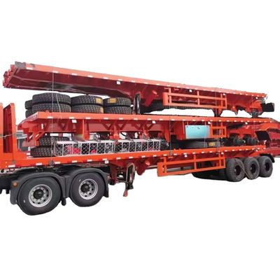 주문 70톤 3축 평면 반 트레일러 캔 트레일러 반 트럭 평면 트레일러 40ft 12m 판매 online manufacture